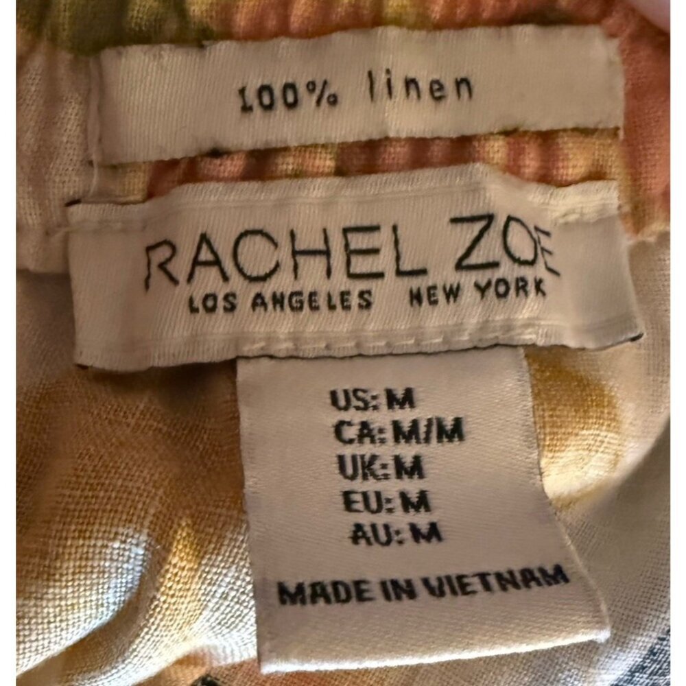 Rachel Zoe Wrap Linen Skirt Medium Attached Elastic Waist Tropical Resort - Picture 3 of 5